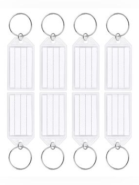 24 PCS Tough Key Tags with Transparent Covers & Labels